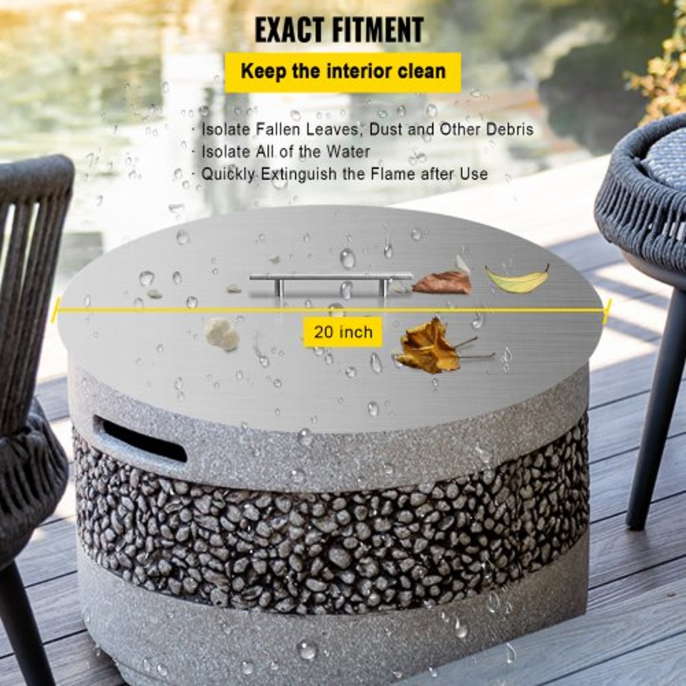 Fire Pit Lid Round Stainless Steel Fire Pit Ring Cover HeavyDuty Burner Lid For Round Outdoor Patio 4