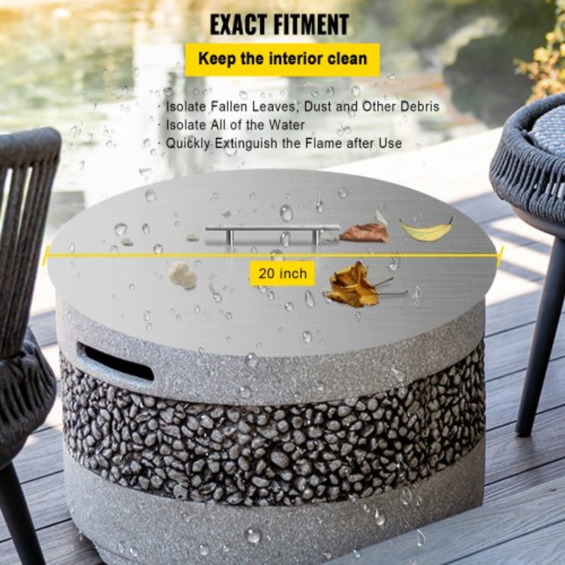 Fire Pit Lid Round Stainless Steel Fire Pit Ring Cover HeavyDuty Burner Lid For Round Outdoor Patio 4