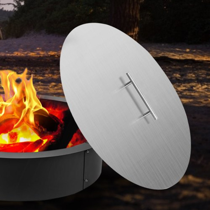 Fire Pit Lid Round Stainless Steel Fire Pit Ring Cover HeavyDuty Burner Lid For Round Outdoor Patio 1