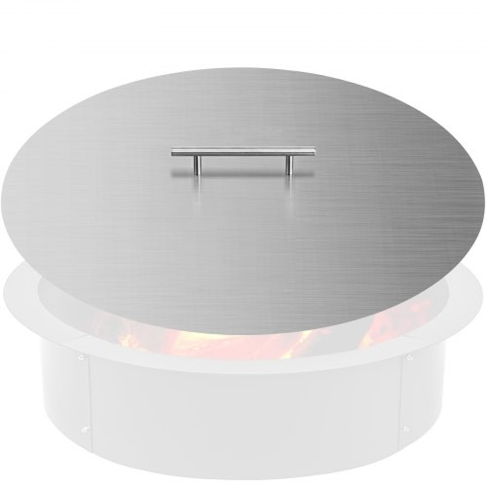 Fire Pit Lid Round Stainless Steel Fire Pit Ring Cover HeavyDuty Burner Lid For Round Outdoor Patio 8