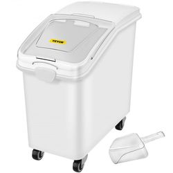 ingredient bin with scoop & sliding lid, cup food grade storage container for commercial kitchens, flour, rice, dog food