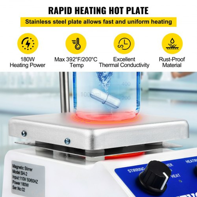 Laboratory Magnetic Stirrer Hot Plate 180W Heating 380C Max Temp 02000 RPM Adjustable 1000ml Capaci 3