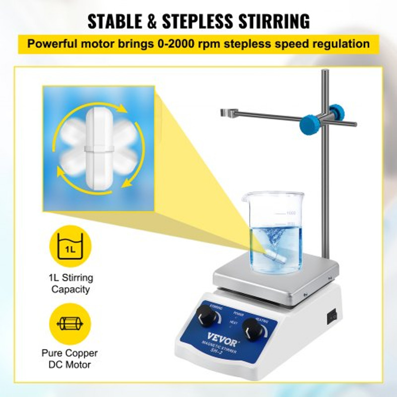 Laboratory Magnetic Stirrer Hot Plate 180W Heating 380C Max Temp 02000 RPM Adjustable 1000ml Capaci 4