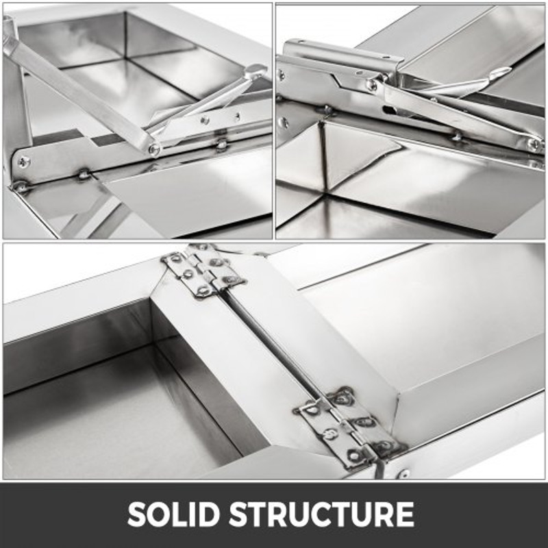Commercial Grade Concession Shelf, 96L x 12W Inch Stainless Steel Folding Serving Stand for Food Trucks & Mobile