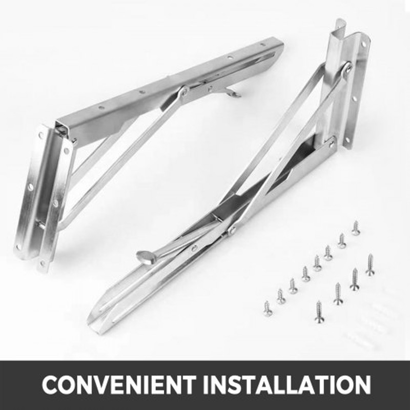 Commercial Grade Concession Shelf, 96L x 12W Inch Stainless Steel Folding Serving Stand for Food Trucks & Mobile