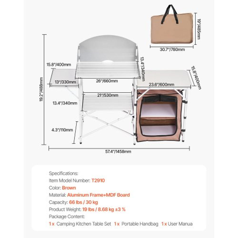 Portable Camping Kitchen Table Foldable Picnic Cabinet With Storage Rack Windshield  Side Tables 6