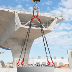 5ft g80 alloy steel chain sling, 5/16" 4-leg engine lift chain with grab hooks (3 ton/11,000 lbs capacity)