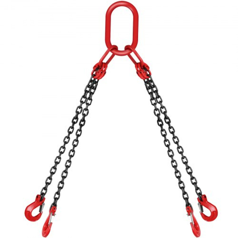 5ft G80 Alloy Steel Chain Sling 516 4Leg Engine Lift Chain With Grab Hooks 3 Ton11000 Lbs Capacity 9