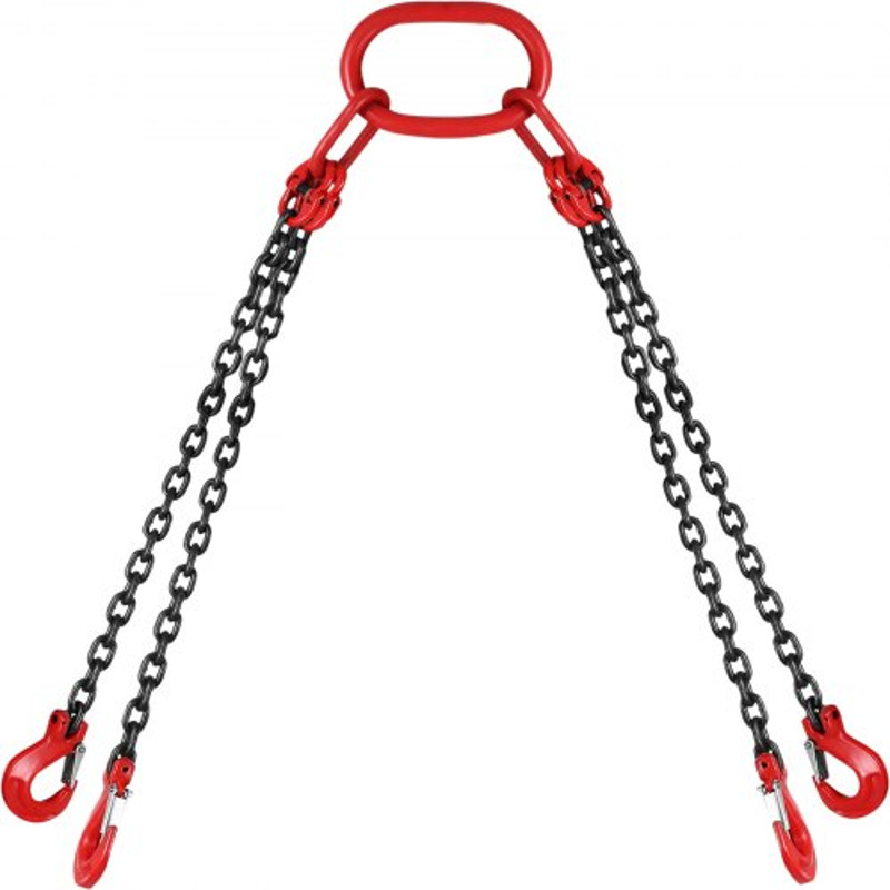 5ft G80 Alloy Steel Chain Sling 516 4Leg Engine Lift Chain With Grab Hooks 3 Ton11000 Lbs Capacity 8