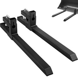 heavy duty tractor bucket forks clamp on, skid steer loader fork attachment for moving hay, logs & supplies