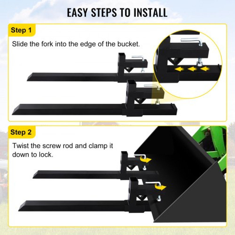 Heavy Duty Tractor Bucket Forks Clamp On Skid Steer Loader Fork Attachment For Moving Hay Logs  Sup 4