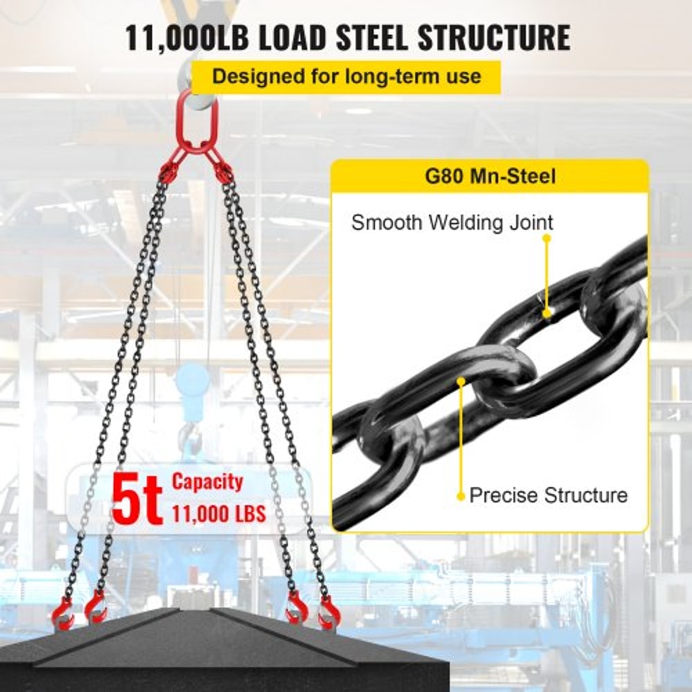 Alloy Steel Chain Sling With Legs Engine Lift Chain Hoist Lifts 3 Ton Heavy Duty Rigging For Constr 3