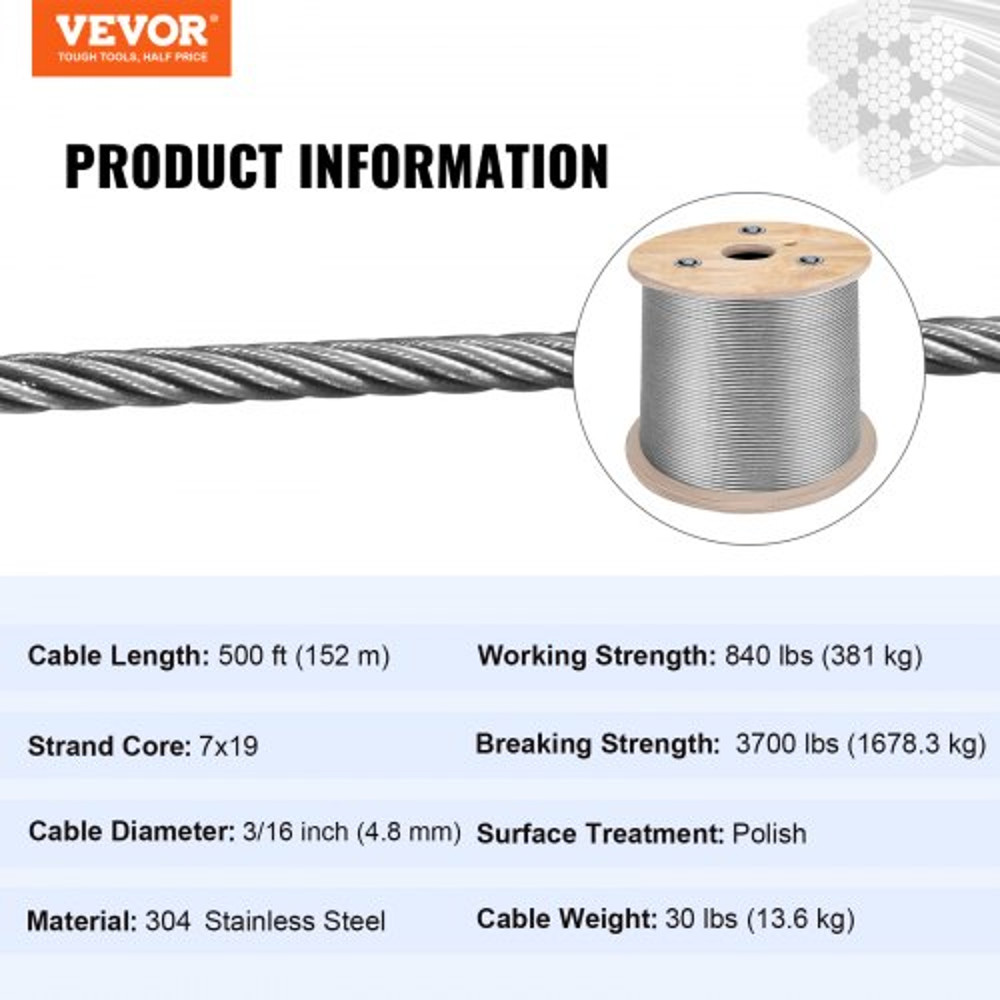 Stainless Steel Cable Reel Aircraft Grade Wire Rope For Winch Cable Replacement Deck Railing  Outdo 7