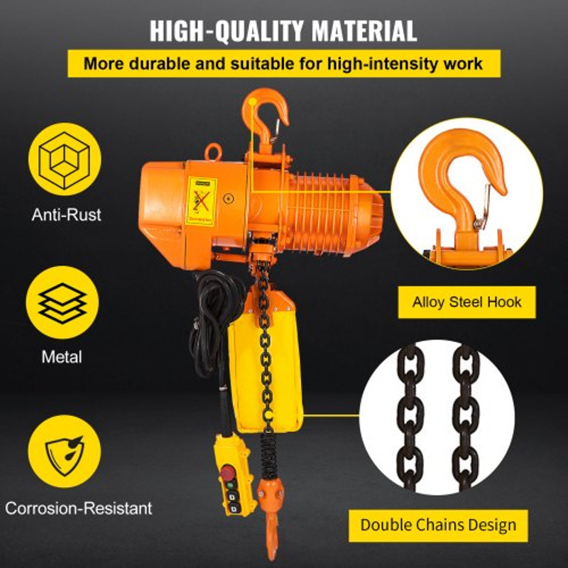 2200LBS Electric Chain Hoist 1 Ton Double Speed Lifting System With G80 Chain Pure Copper Motor  Re 4