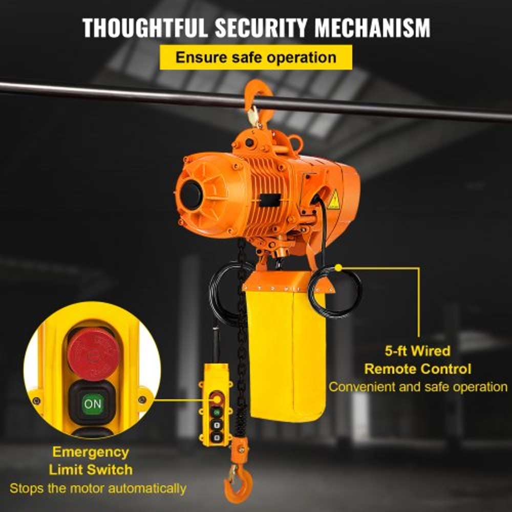 2200LBS Electric Chain Hoist 1 Ton Double Speed Lifting System With G80 Chain Pure Copper Motor  Re 6