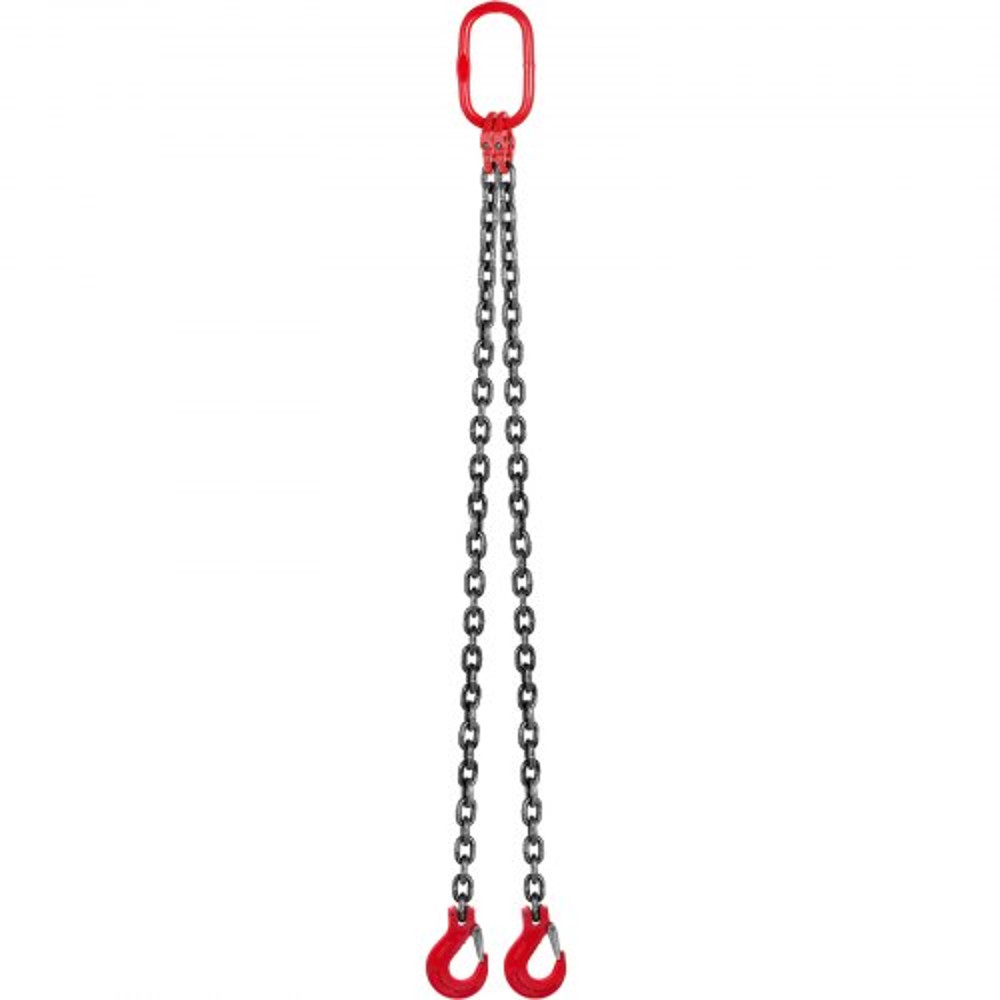 4T Capacity Double Leg Chain Sling, 5ft G80 Lifting Chain with Grab Hooks, 11,000LBS Load Limit – Durable Sling Chain
