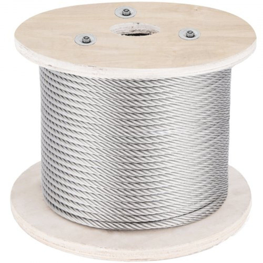 500FT T316 1x19 Marine Grade Steel Cable, 5/32" Wire Rope for Deck Railing Brackets, Handrail Stair & DIY Balustrade