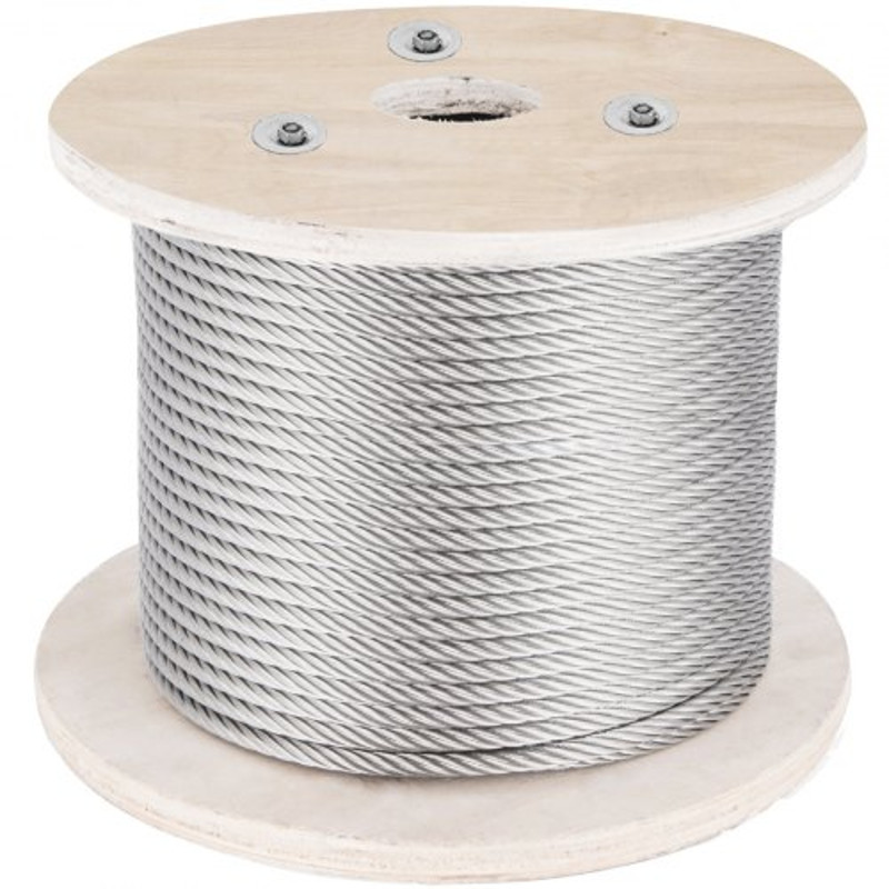 500FT T316 1x19 Marine Grade Steel Cable, 5/32" Wire Rope for Deck Railing Brackets, Handrail Stair & DIY Balustrade