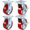 Polyurethane Iron Core Plate Casters Set 1000LBS Capacity Wheels With Side Brake 2 Swivel  2 Rigid 1