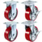 Polyurethane Iron Core Plate Casters Set 1000LBS Capacity Wheels With Side Brake 2 Swivel 2 Rigid 1