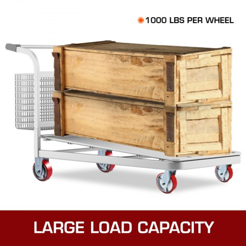 Polyurethane Iron Core Plate Casters Set 1000LBS Capacity Wheels With Side Brake 2 Swivel  2 Rigid 4