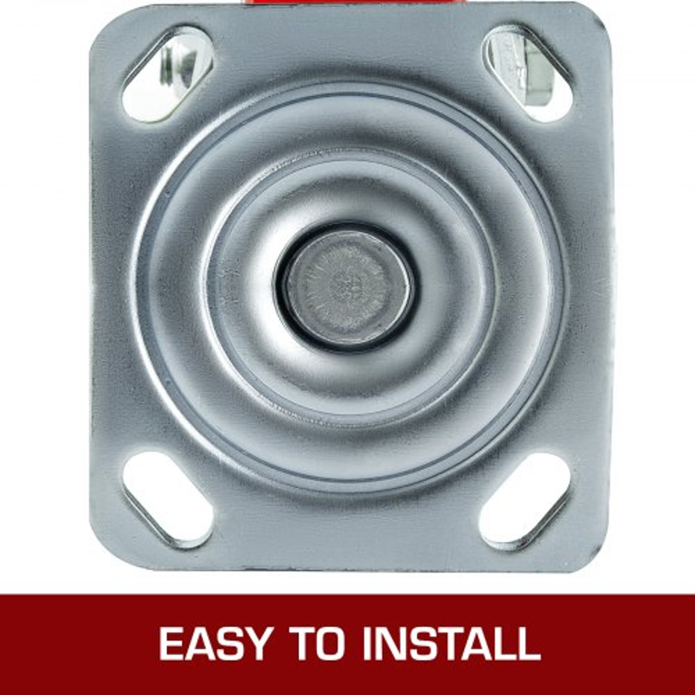 Polyurethane Iron Core Plate Casters Set 1000LBS Capacity Wheels With Side Brake 2 Swivel  2 Rigid 6
