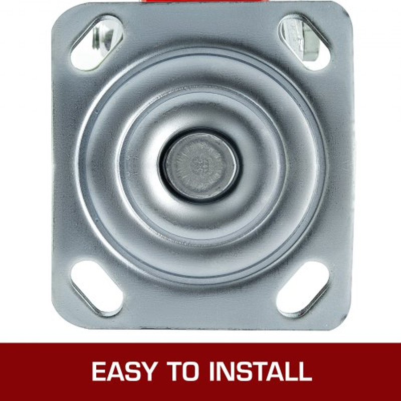 Polyurethane Iron Core Plate Casters Set 1000LBS Capacity Wheels With Side Brake 2 Swivel  2 Rigid 6