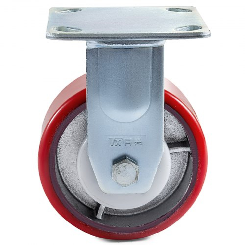 Polyurethane Iron Core Plate Casters Set 1000LBS Capacity Wheels With Side Brake 2 Swivel  2 Rigid 10