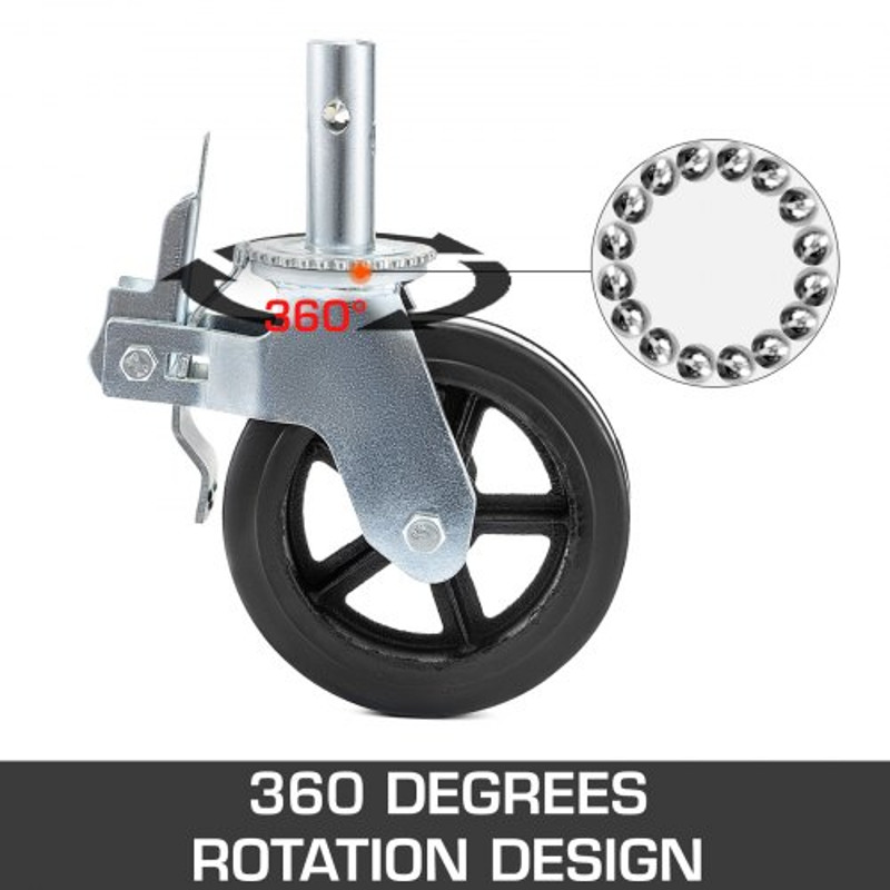 IndustrialGrade Rubber Swivel Casters With Dual Locking 360 Mobility 1100LBS Load Capacity Set Of 4 2