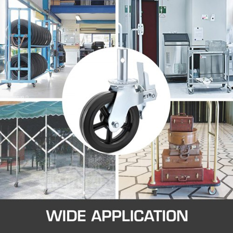 IndustrialGrade Rubber Swivel Casters With Dual Locking 360 Mobility 1100LBS Load Capacity Set Of 4 7