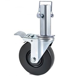 5" heavy duty rubber swivel caster wheels with dual locking, 440lbs capacity per wheel, 1.25" square stem for industria