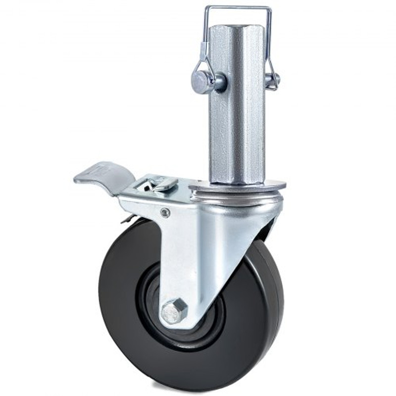 5 Heavy Duty Rubber Swivel Caster Wheels With Dual Locking 440LBS Capacity Per Wheel 125 Square Ste 0