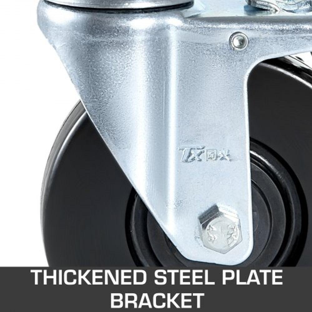 Dual Locking Rubber Scaffold Wheels 5 Solid Round Stem Casters With 280LBS Capacity 360 Swivel For  6