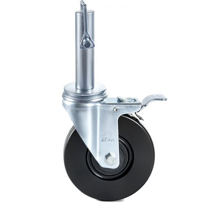 Dual Locking Rubber Scaffold Wheels 5 Solid Round Stem Casters With 280LBS Capacity 360 Swivel For  9