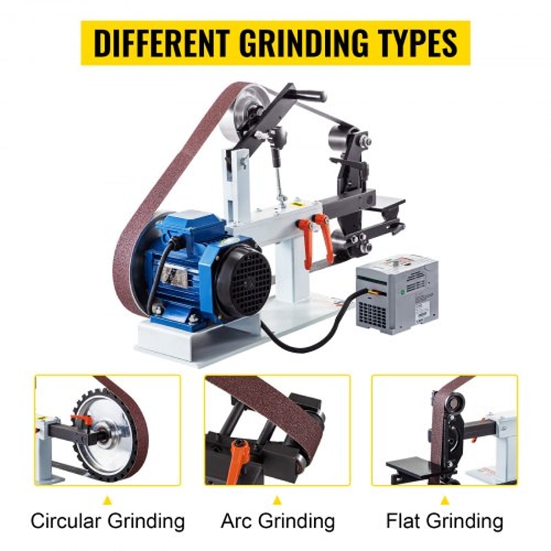 3-in-1 Belt Sander Polisher with Flat Platen & Tool Rest, 2HP Motor, 2x82" Belt for Knife Making & Metal Grinding