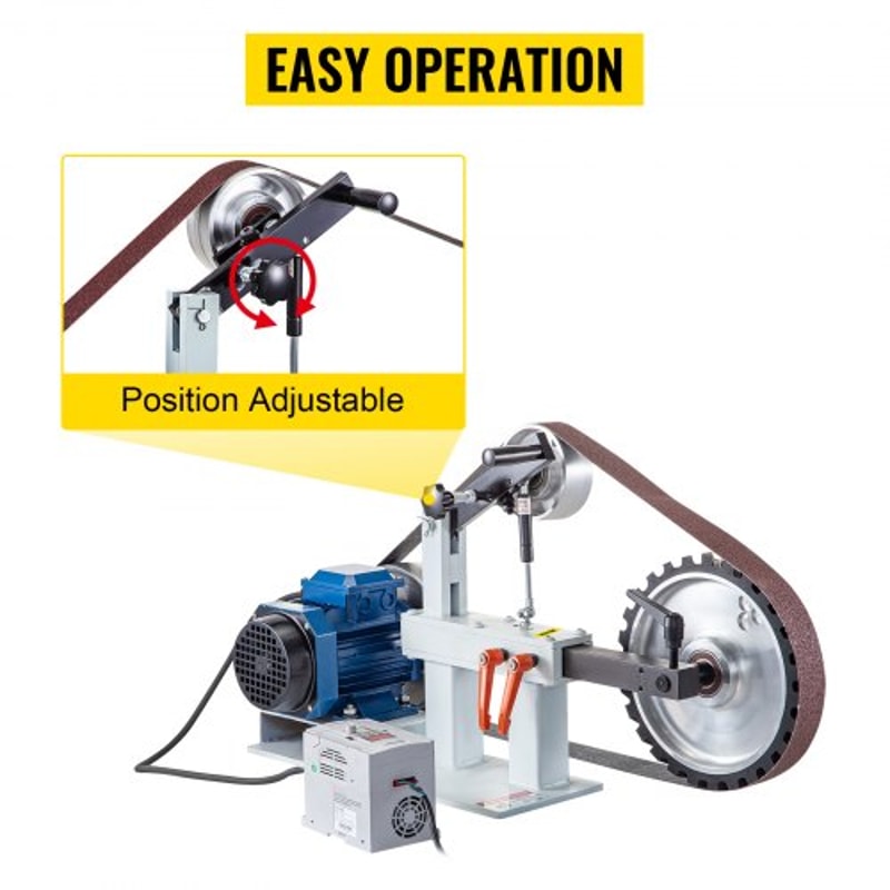 3-in-1 Belt Sander Polisher with Flat Platen & Tool Rest, 2HP Motor, 2x82" Belt for Knife Making & Metal Grinding