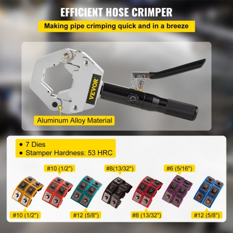 Hydraulic Hose Crimping Tool Kit With 7 Die Set Professional AC Crimper For Barbed  Beaded Hose Fit 3