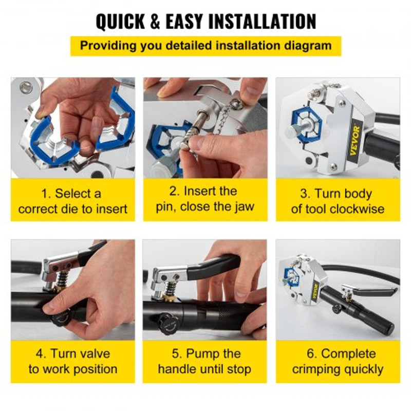 Hydraulic Hose Crimping Tool Kit With 7 Die Set Professional AC Crimper For Barbed  Beaded Hose Fit 5