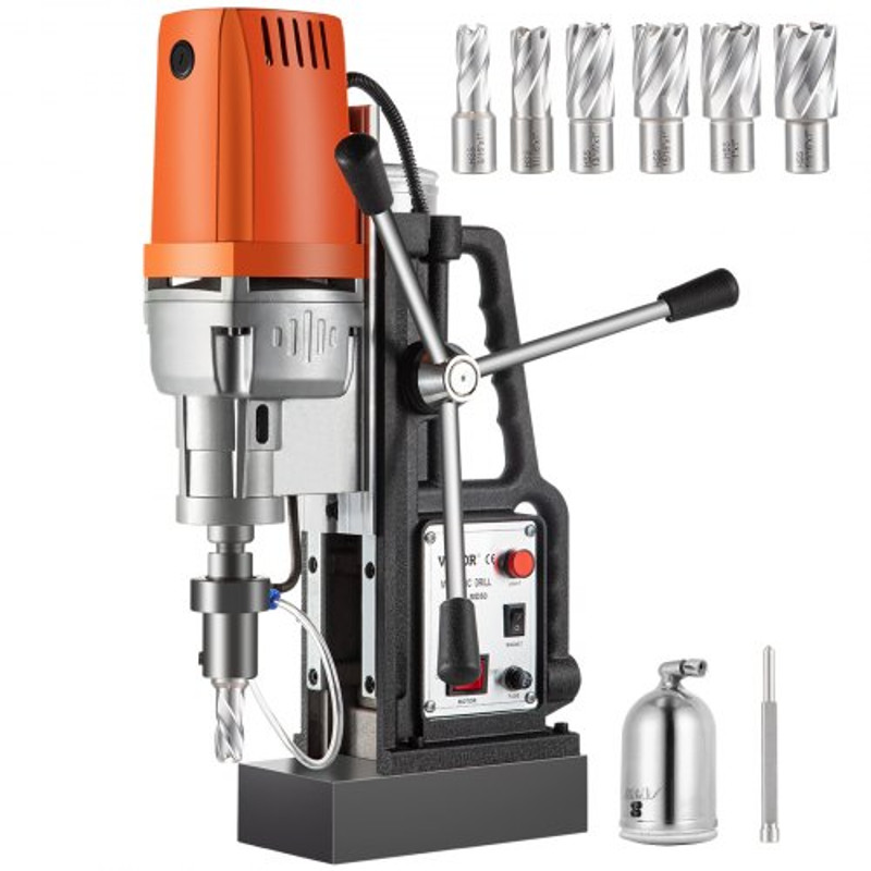 1680W Magnetic Drill Press 2 Inch Boring Diameter Annular Cutter Machine With 2900 LBS Force  6pc H 1