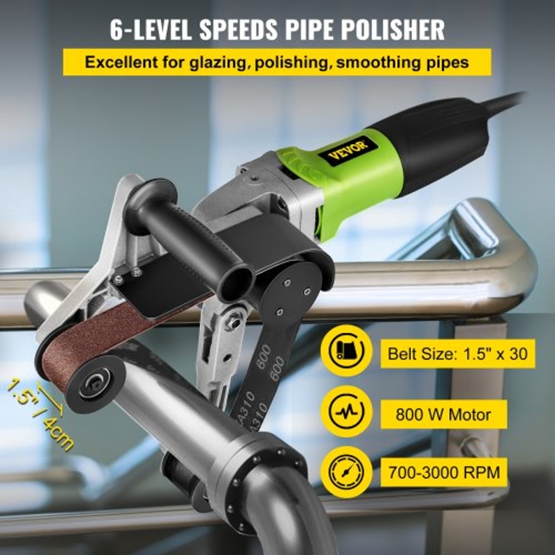 Professional Pipe Tube Polisher Sander Speed Adjustable Belt Grinder For Stainless Steel Burnishing 2