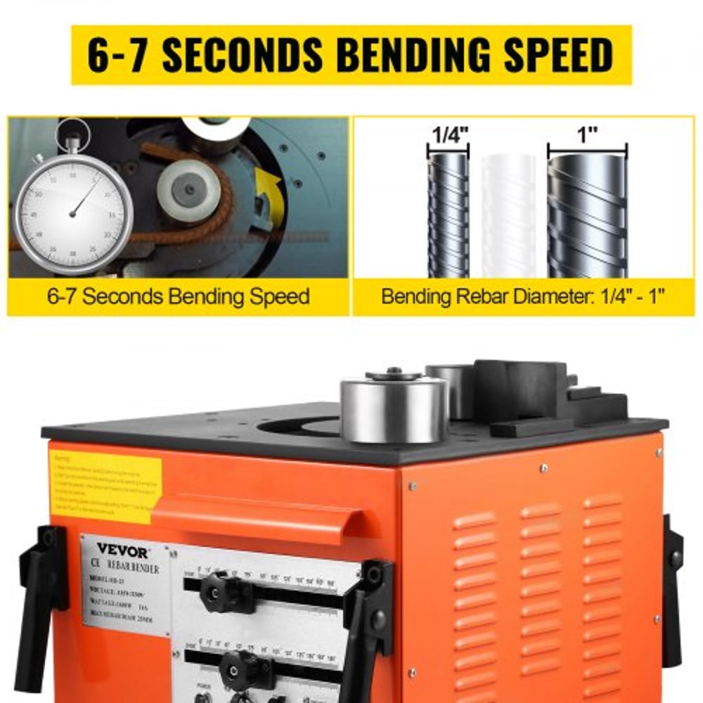 Heavy Duty Electric Rebar Bender, Rebar Grade 60 Steel Bending Machine with Foot Switch for Construction Sites