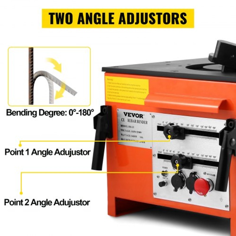 Heavy Duty Electric Rebar Bender, Rebar Grade 60 Steel Bending Machine with Foot Switch for Construction Sites