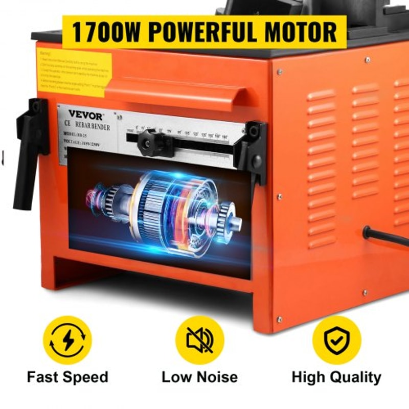 Heavy Duty Electric Rebar Bender, Rebar Grade 60 Steel Bending Machine with Foot Switch for Construction Sites