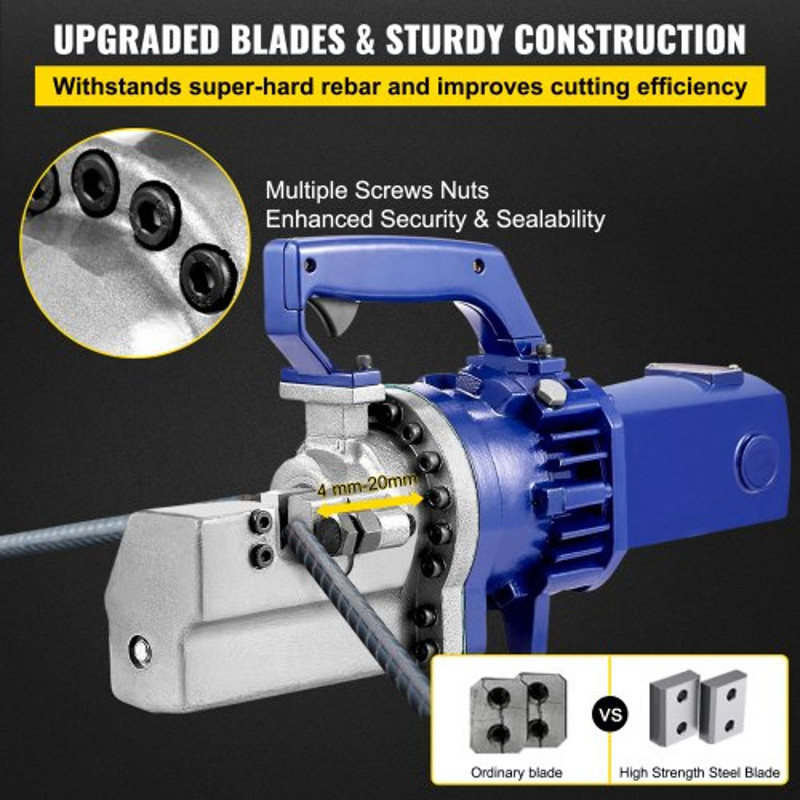 VEVOR Electric Rebar Cutter Hydraulic Rebar Cutting Machine With Adjustable Alloy Steel 6