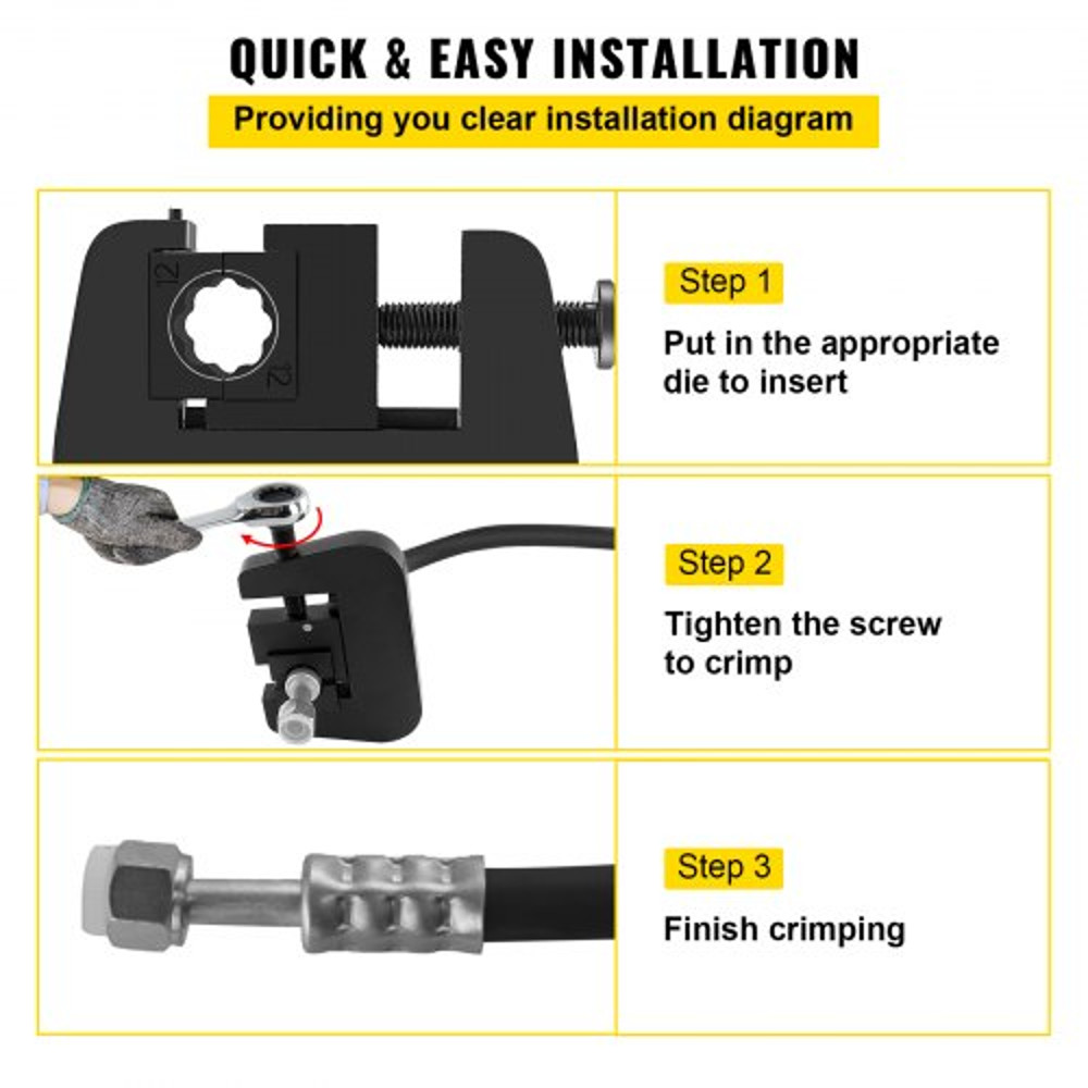 Manual A/C Hose Crimper Kit, Handheld Air Hose Crimper Tool Kit with Dies for Crimping Automotive Air Conditioning