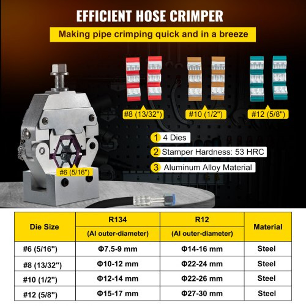 Manually Operated AC Hose Crimper HydraKrimp HeavyDuty Manual AC Hose Crimper Kit For Air Condition 2