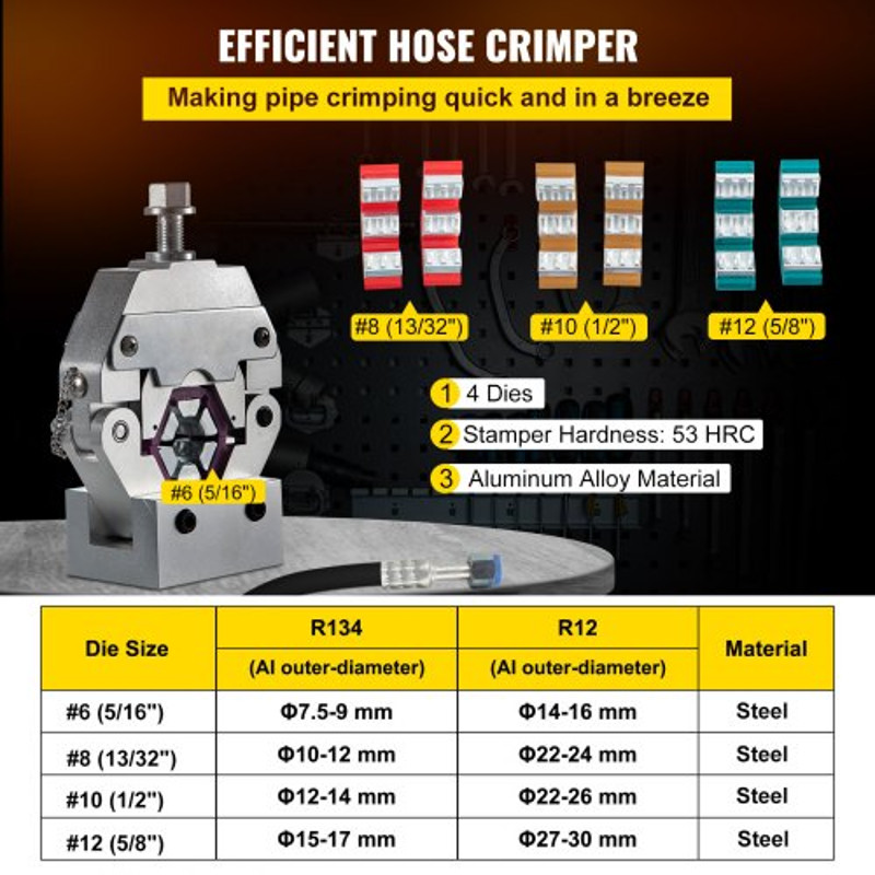 Manually Operated AC Hose Crimper HydraKrimp HeavyDuty Manual AC Hose Crimper Kit For Air Condition 2