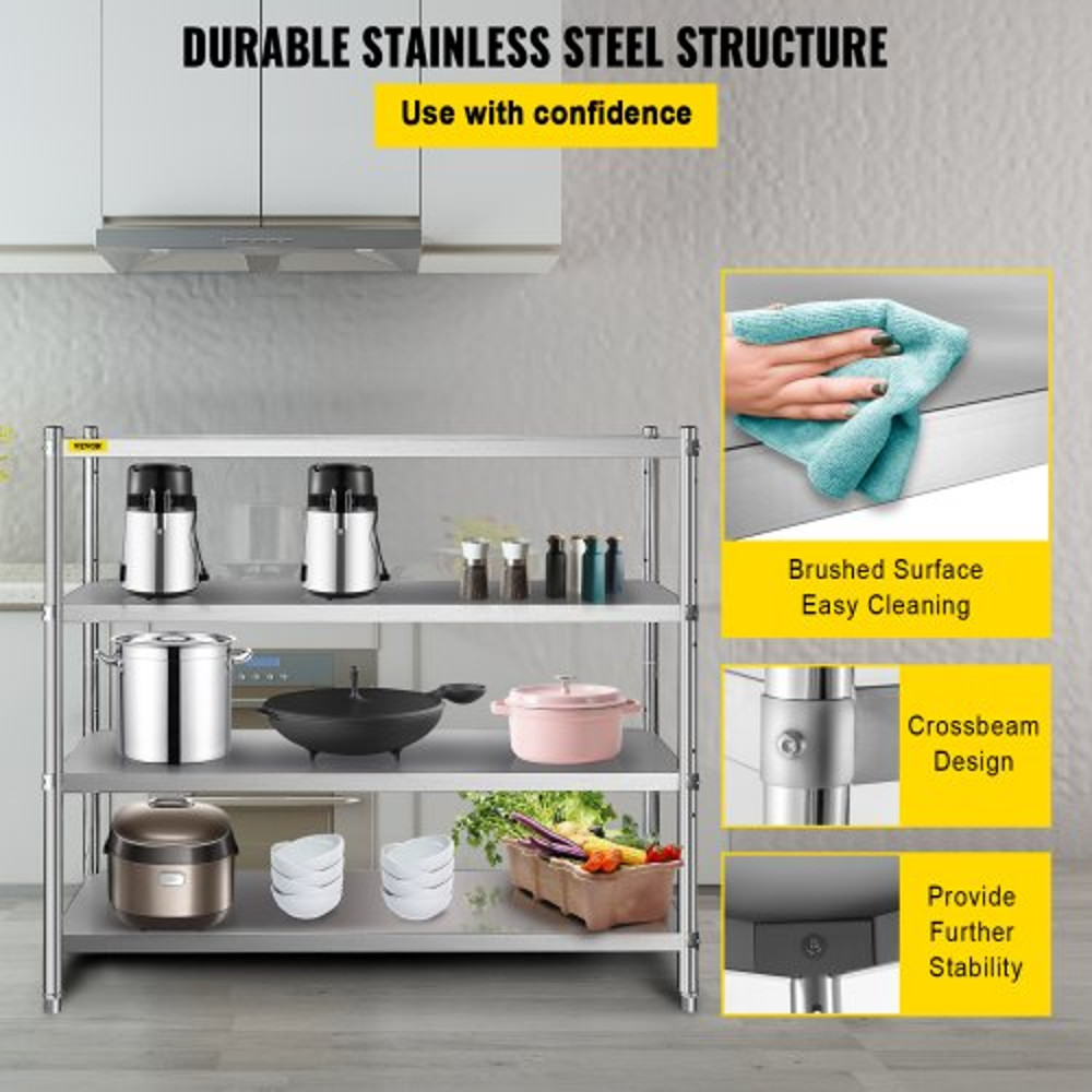 Stainless Steel Shelving Tier Adjustable Shelf Storage Unit Heavy Duty Shelving For Kitchen Garage  4