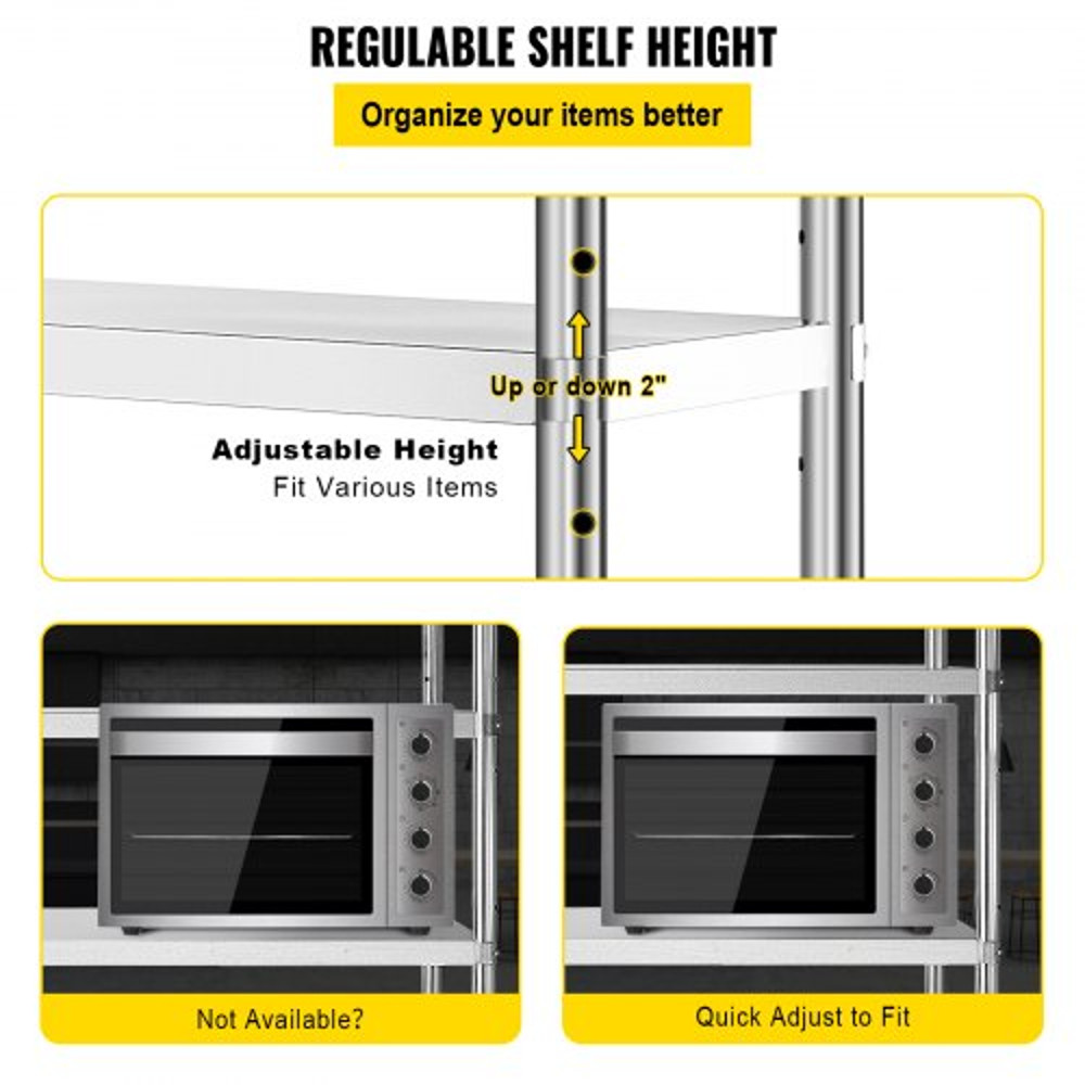 Stainless Steel Shelving Tier Adjustable Shelf Storage Unit Heavy Duty Shelving For Kitchen Garage  5