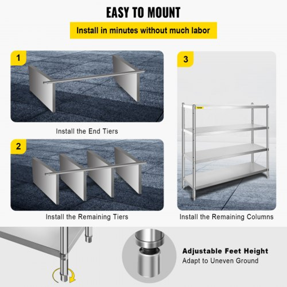 Stainless Steel Shelving Tier Adjustable Shelf Storage Unit Heavy Duty Shelving For Kitchen Garage  6